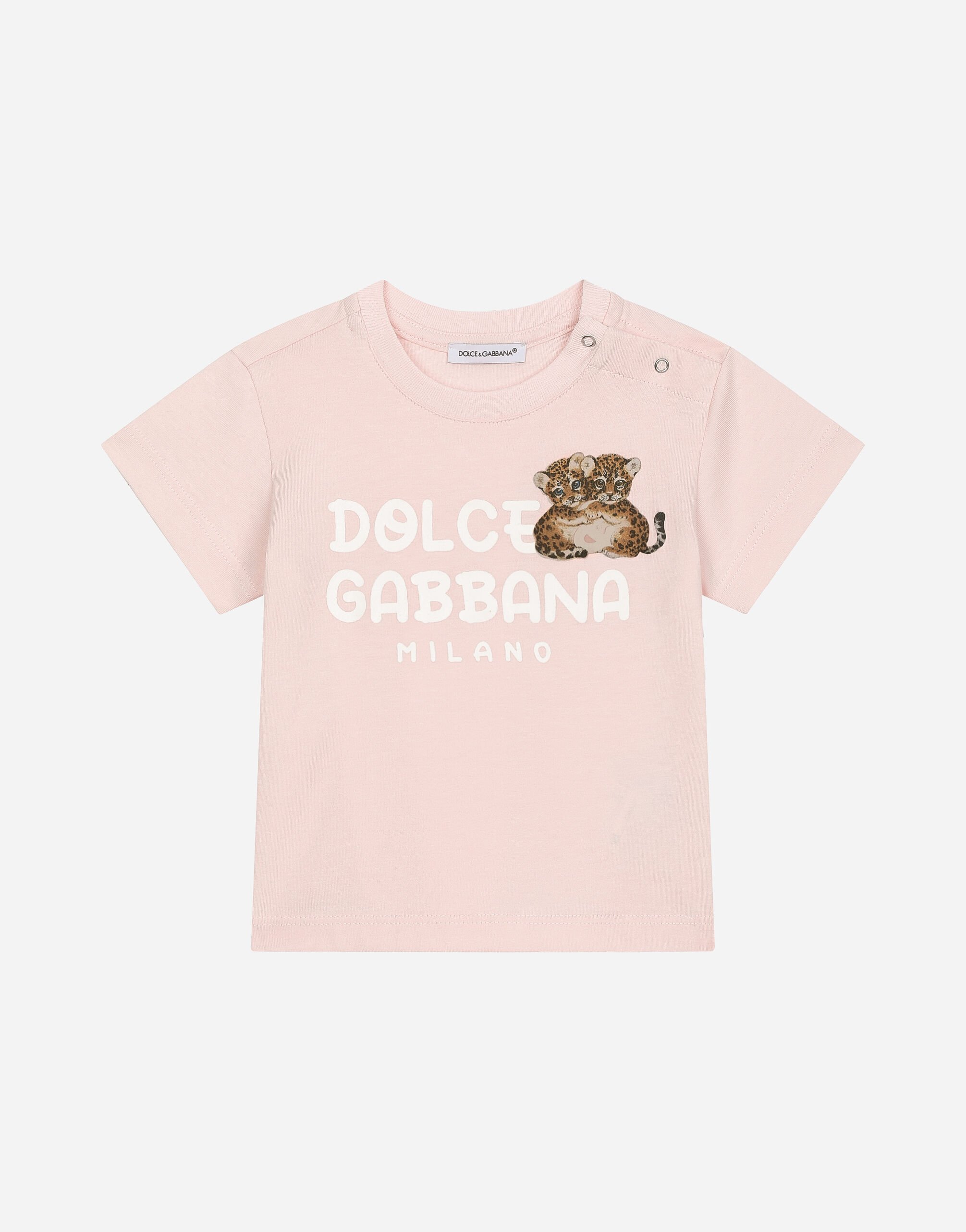 Dolce & Gabbana Jersey T-shirt with Dolce&Gabbana logo Yellow L2JWAXG7NUR