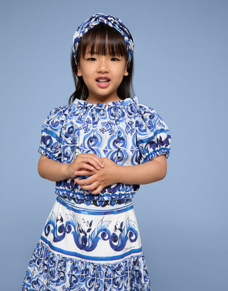 Dolce & Gabbana Kids Mini Me Blue Majolica Print Shirt Pants