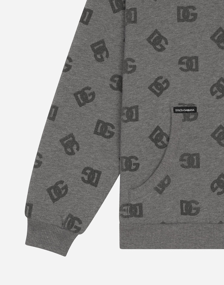 Dolce & Gabbana Sudadera con capucha de punto con estampado de logotipo DG Gris L4JWKNG7N2A