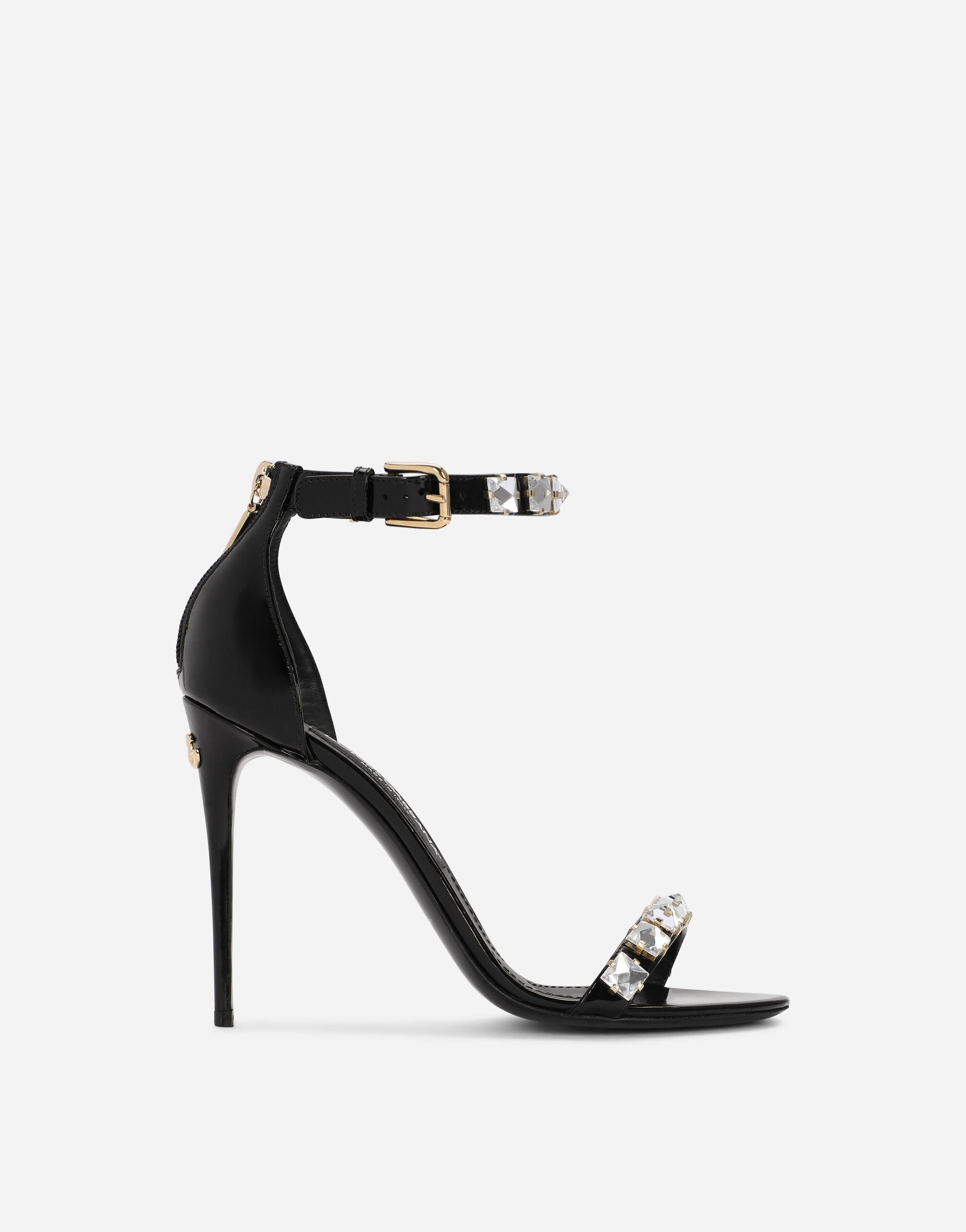 Dolce & Gabbana Polished calfskin sandals with rhinestones Silver BB7116AY828