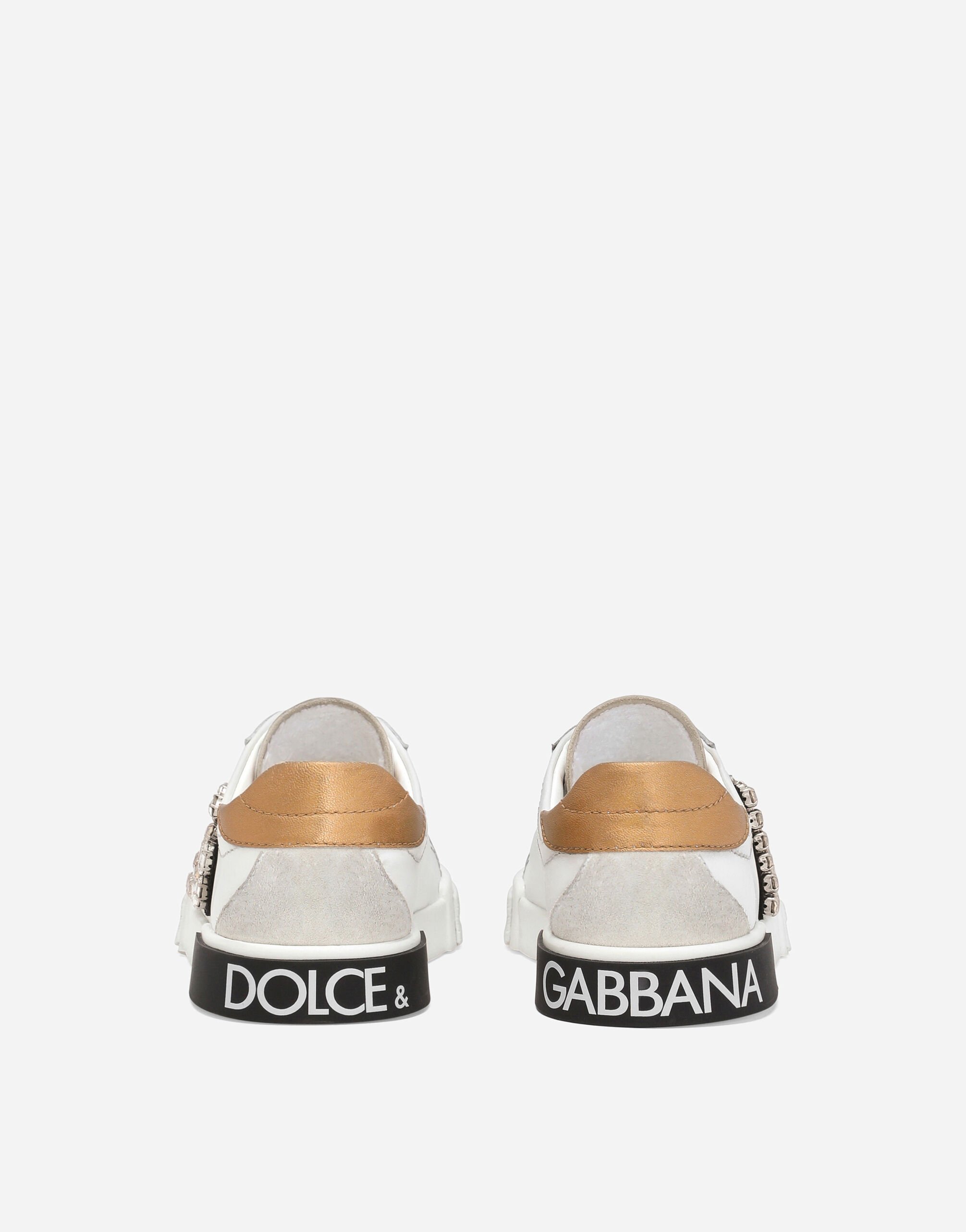 女童白Portofino vintage calfskin sneakers | Dolce&Gabbana®