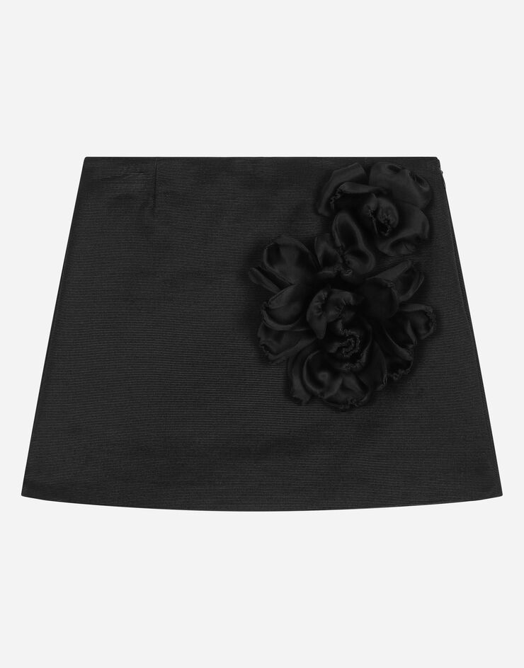 Dolce&Gabbana Cotton miniskirt with appliqués Black L54I83G7K5H