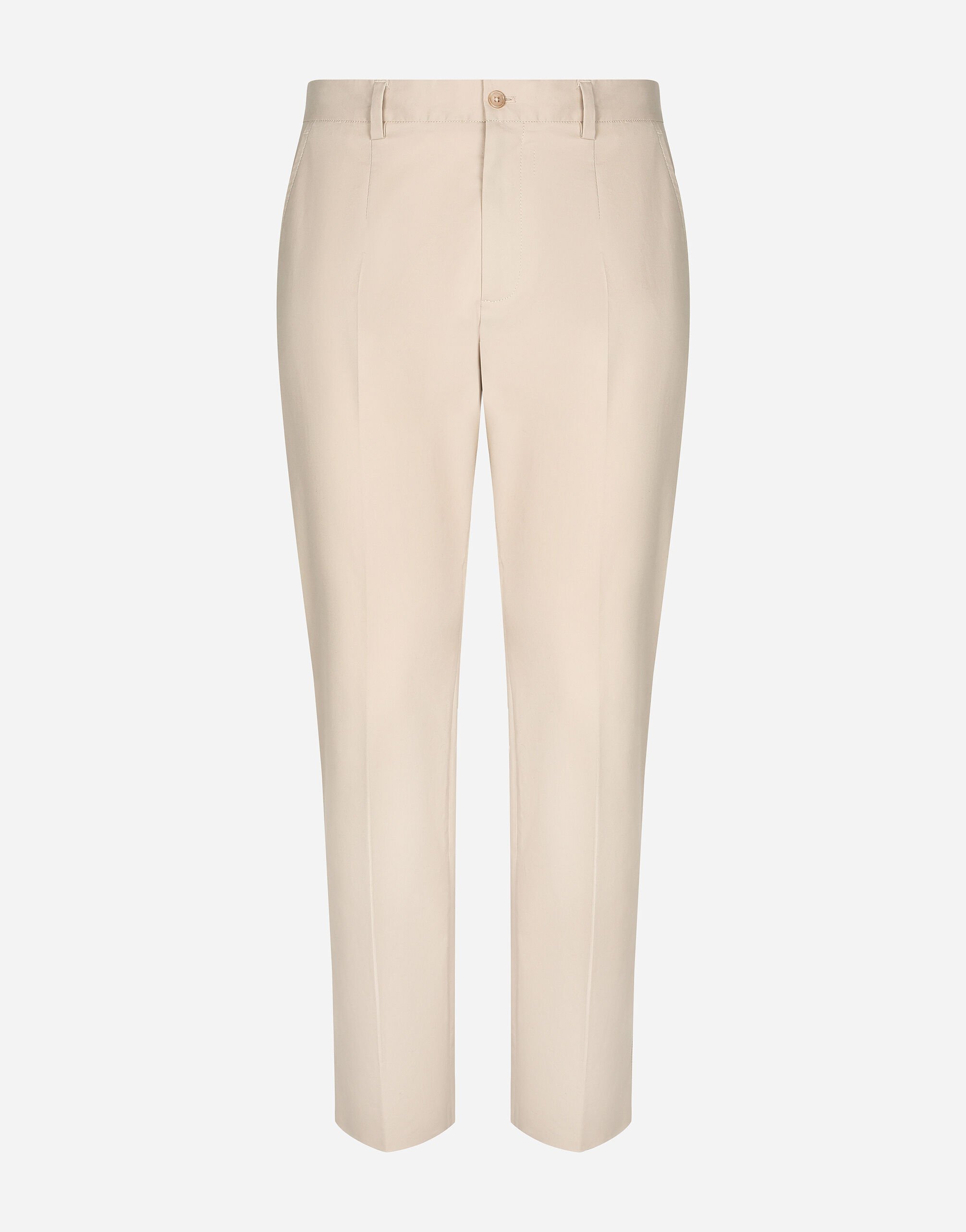 Dolce & Gabbana Pantalón de algodón elástico con placa con logotipo Imprima G5JH9THI1S8