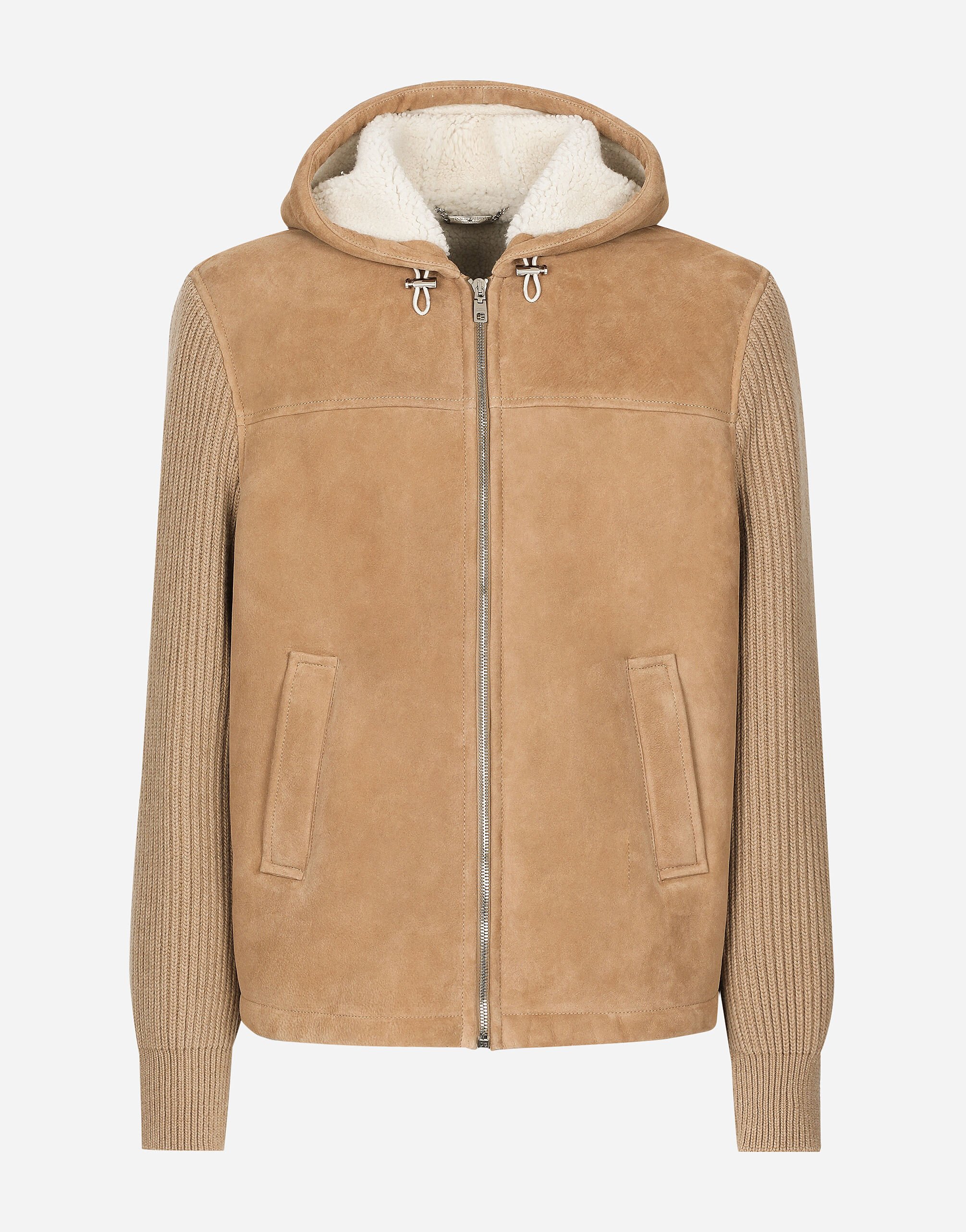 ${brand} Sheepskin jacket with knit inserts and hood ${colorDescription} ${masterID}