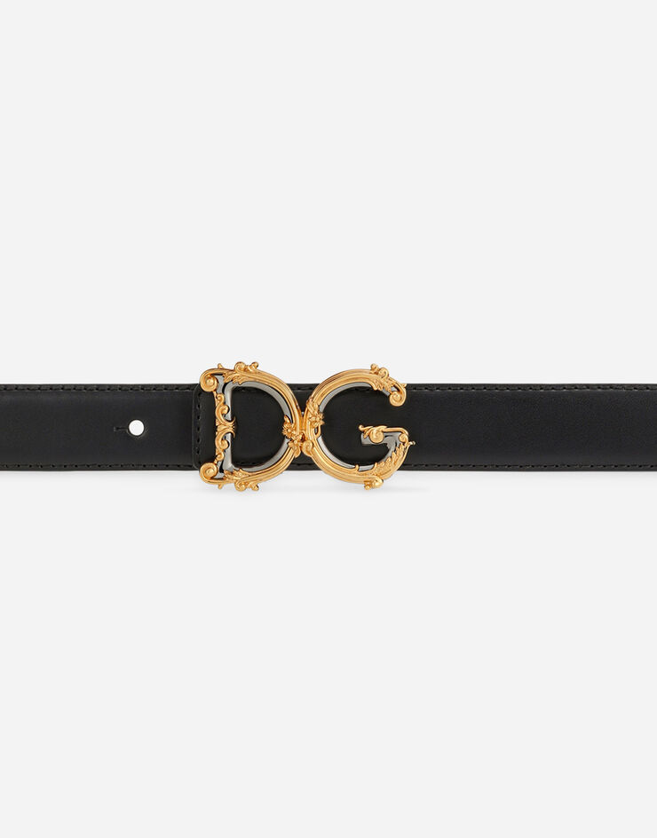 Dolce & Gabbana Cintura in vitello con logo Nero BE1348AZ831