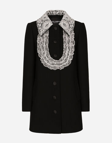Dolce & Gabbana Manteau court en laine avec détails en dentelle Imprimé F0AH2THI1BD