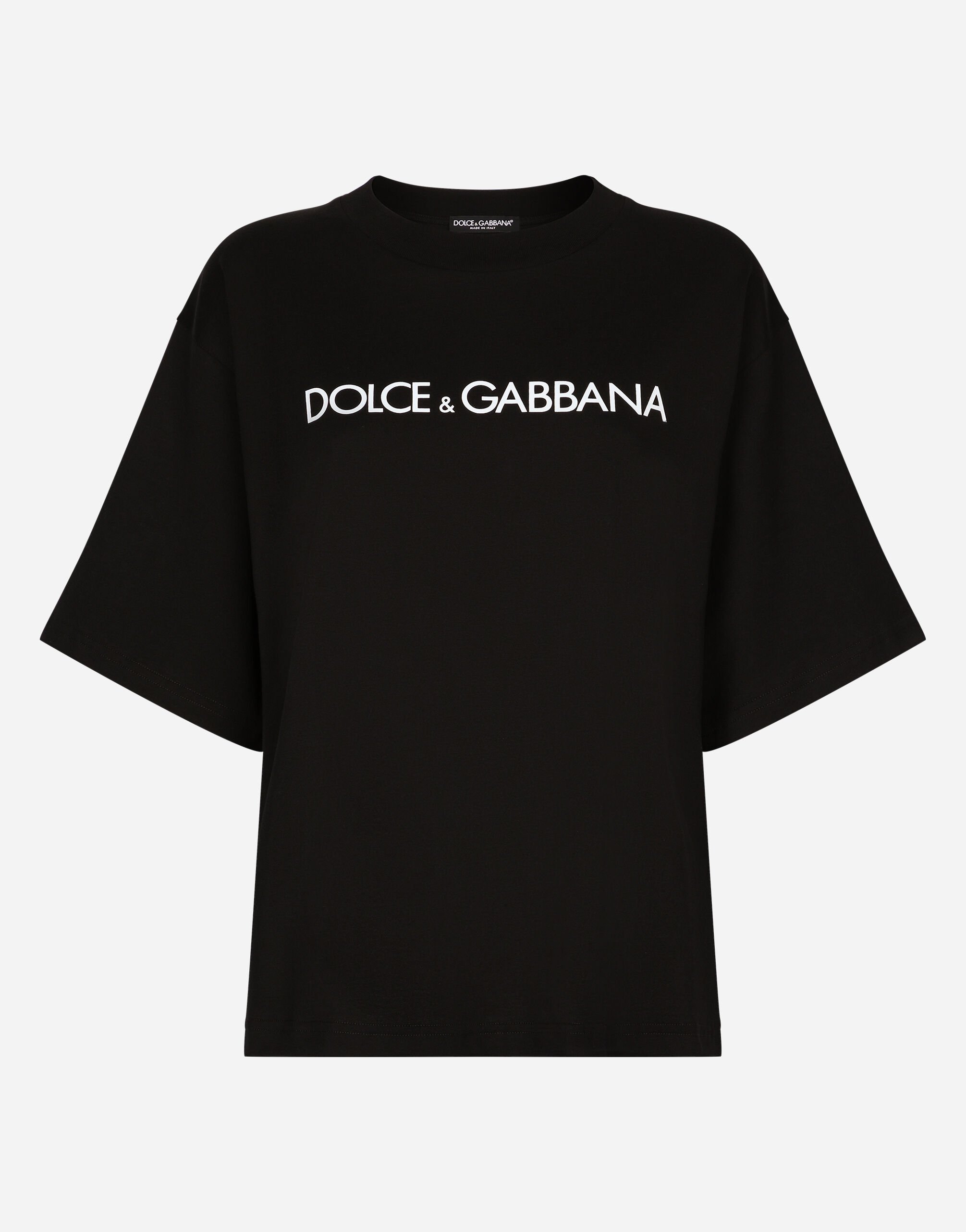 ${brand} Short-sleeved cotton T-shirt with Dolce&Gabbana lettering ${colorDescription} ${masterID}