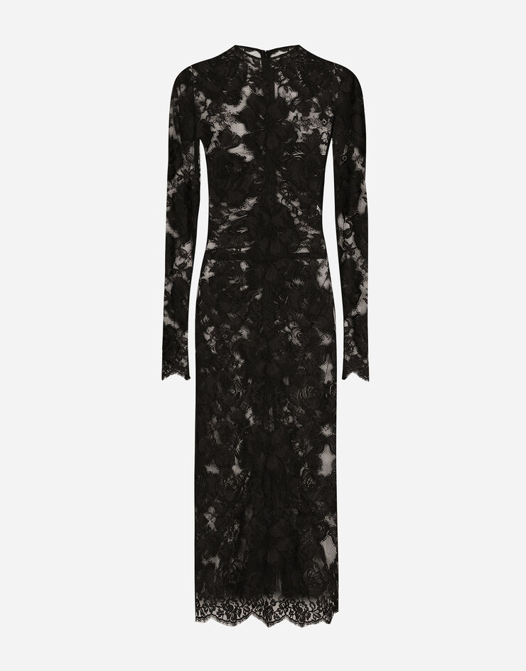 Dolce & Gabbana Calf-length floral lace dress Black F6JACTHLM4A