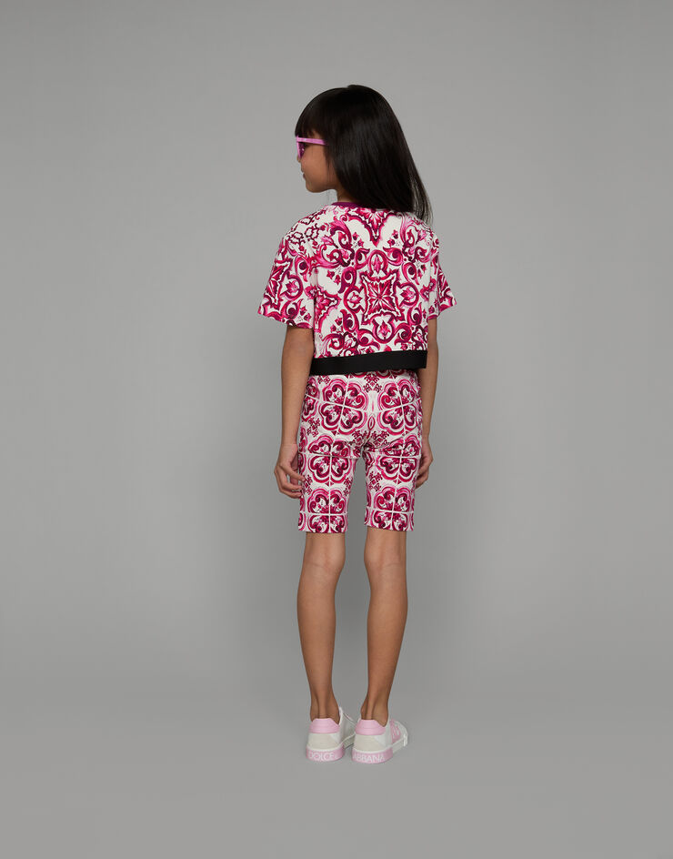 Majolica-print technical jersey short skirt in Multicolor for for