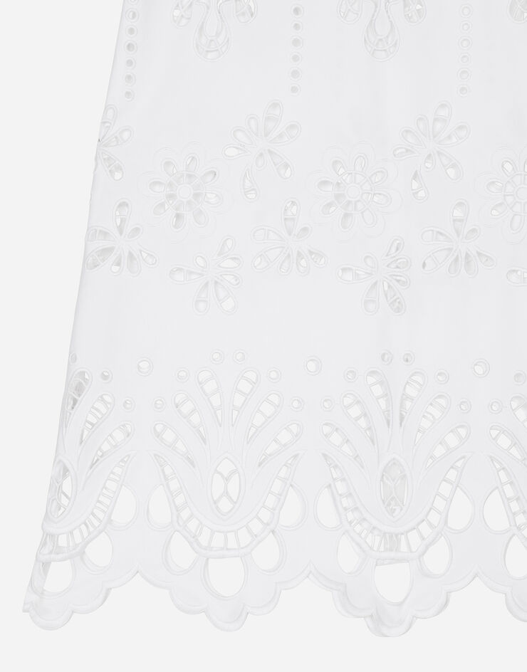 Dolce & Gabbana Jupe mi-longue en coton avec broderie ajourée Blanc F4CVTZGDCJQ