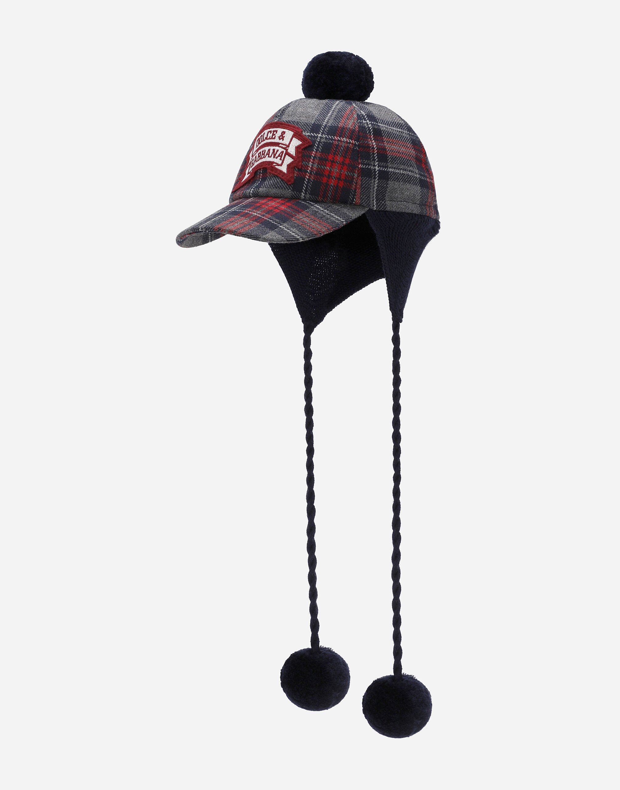 ${brand} Tartan wool-blend baseball cap with ear flaps ${colorDescription} ${masterID}