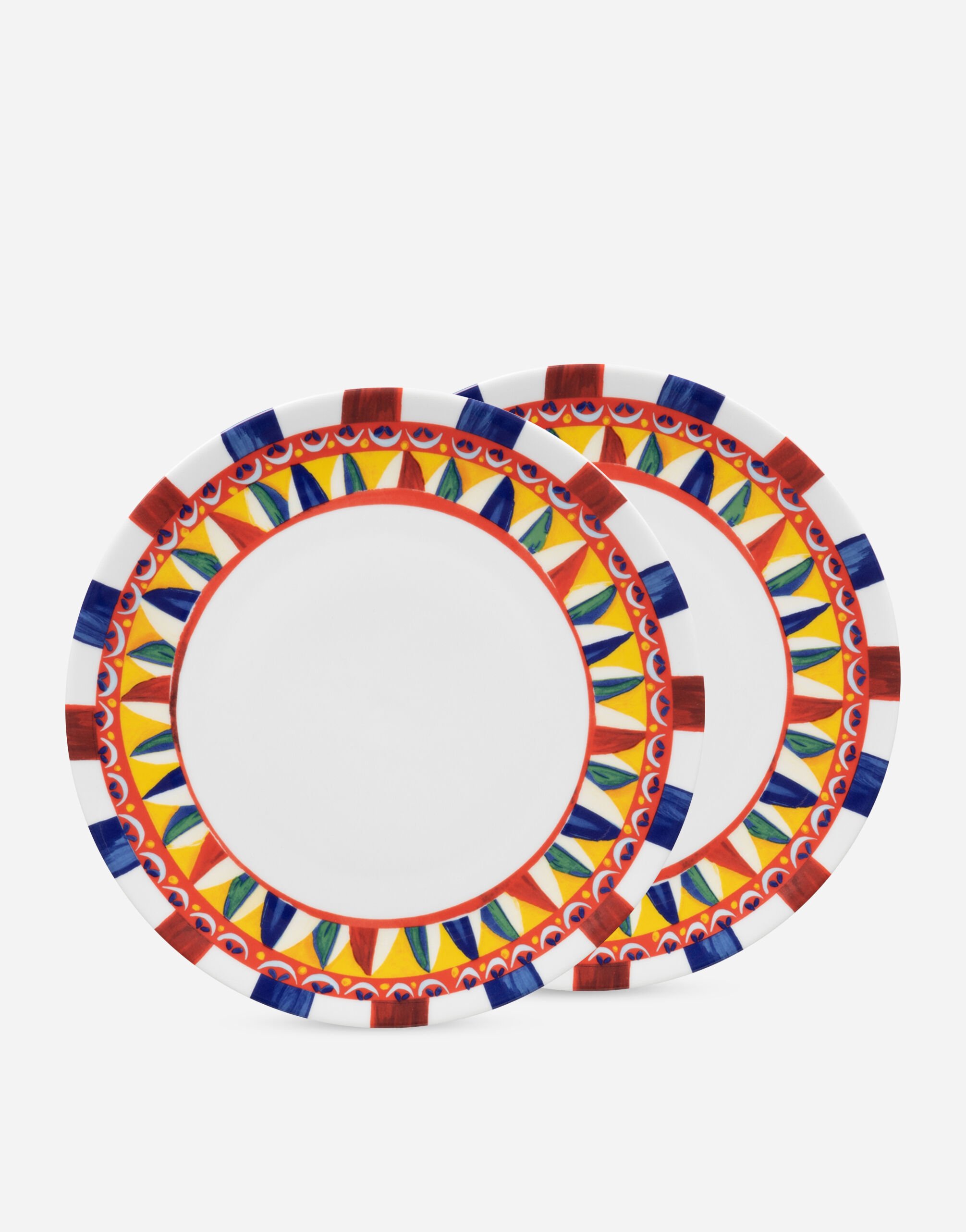 Dolce & Gabbana Set 2 Assiettes Plates en Porcelaine Multicolore TC0S04TCA71