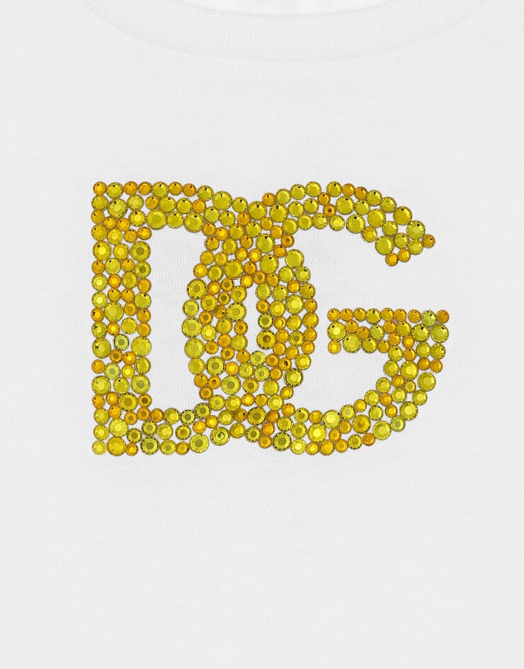 Dolce & Gabbana T-Shirt aus Jersey mit DG-Logo Weiss L5JTNLG7NUS
