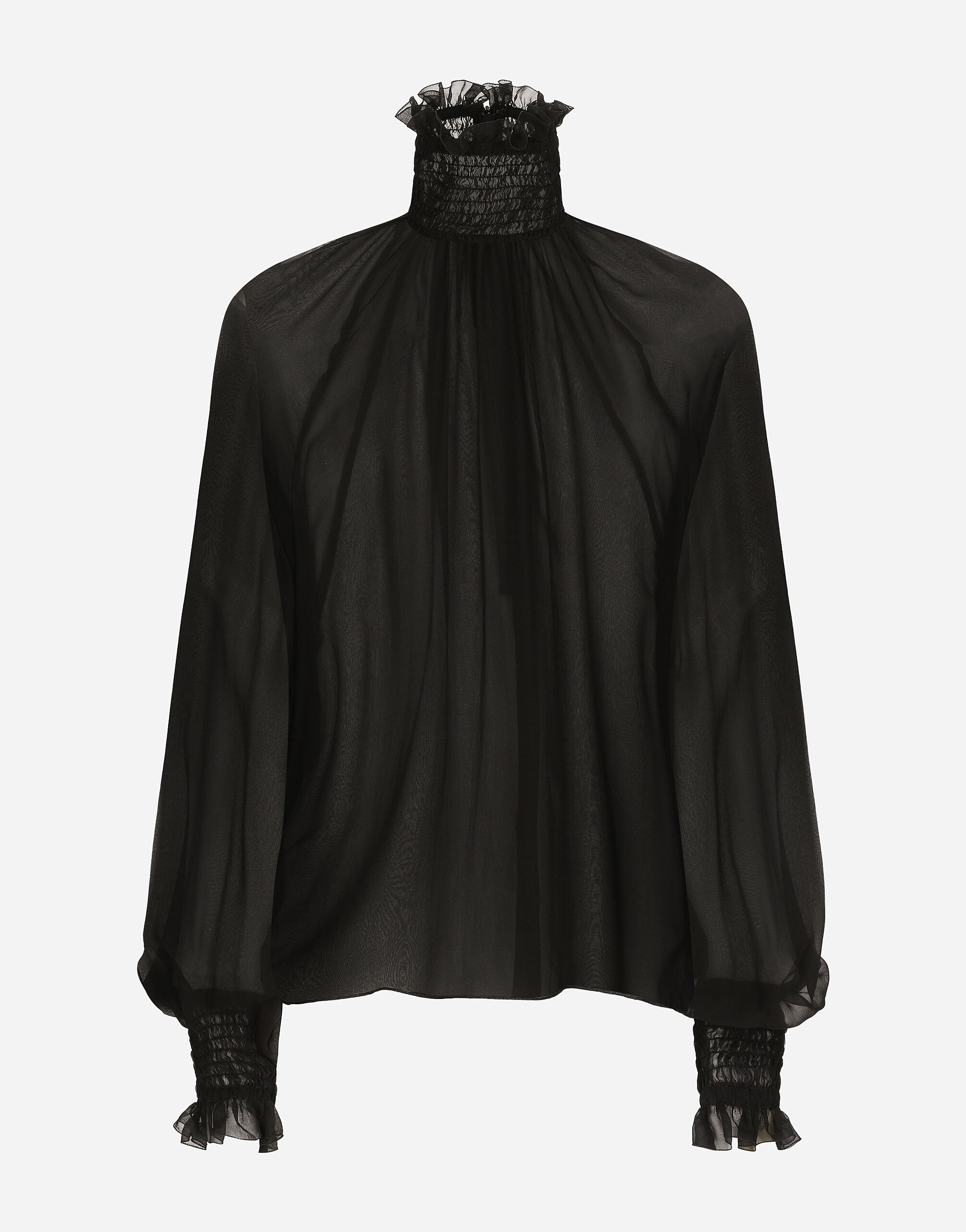 ${brand} Chiffon blouse with smock-stitch detailing ${colorDescription} ${masterID}