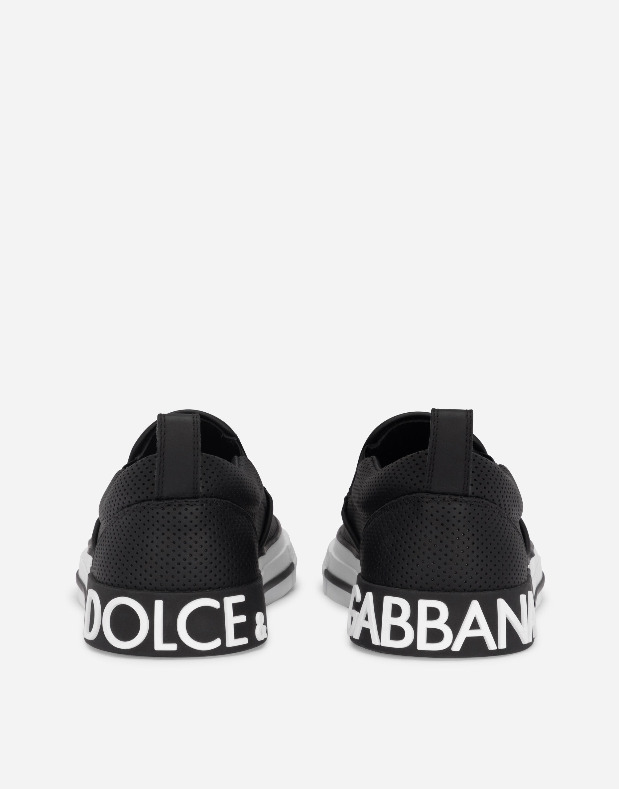 Dolce & Gabbana Perforated calfskin Custom 2.Zero slip-on sneakers male  Black