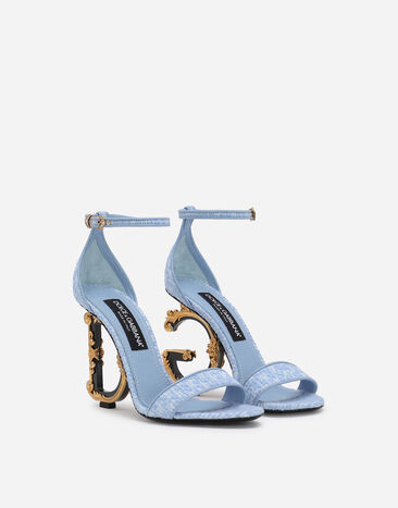 Dolce & Gabbana Bouclé fabric sandals with Baroque DG detail Azure CR0739AW094