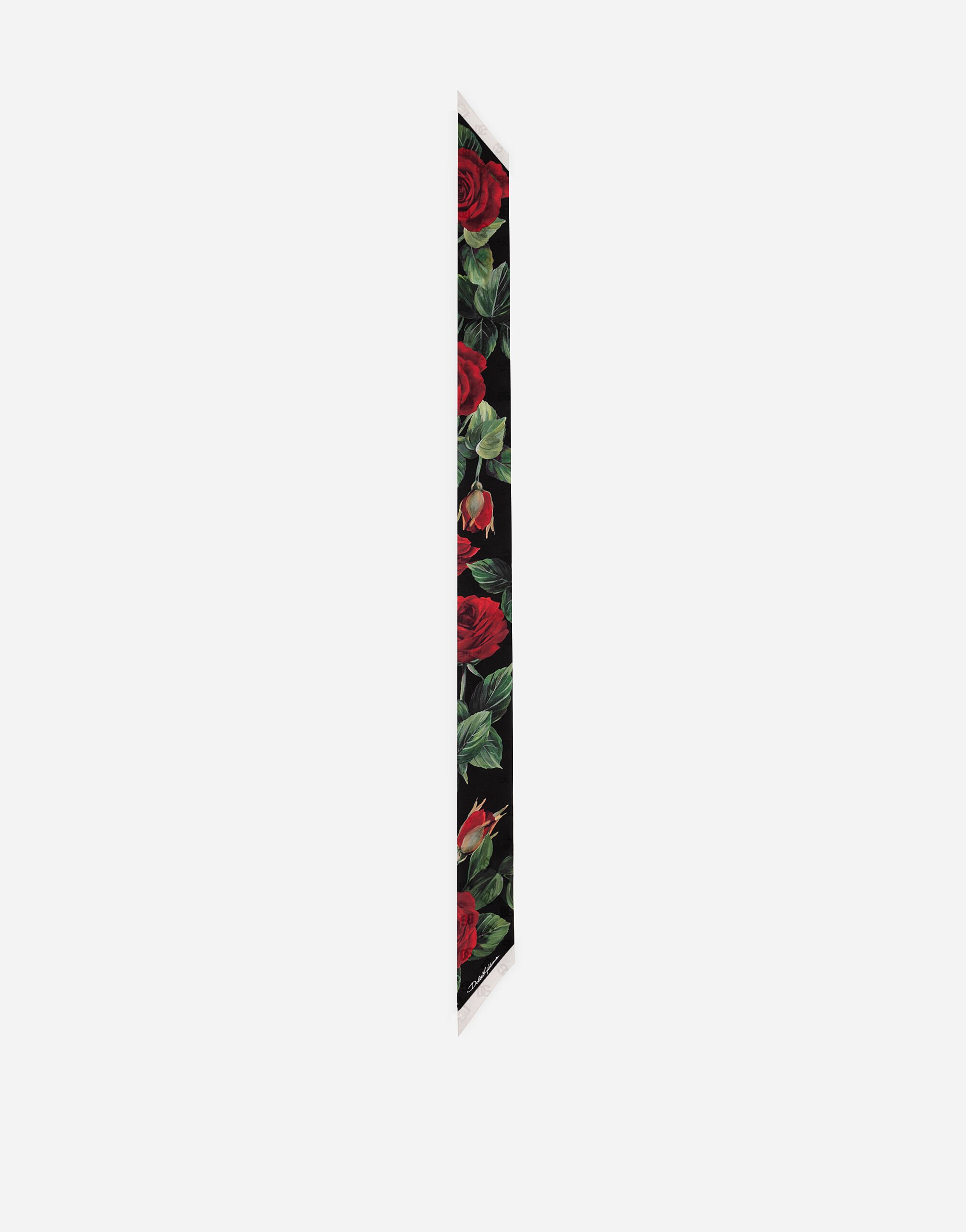 ${brand} Bandana 6 x 100 de sarga en jacquard con logotipo DG y estampado de rosas ${colorDescription} ${masterID}