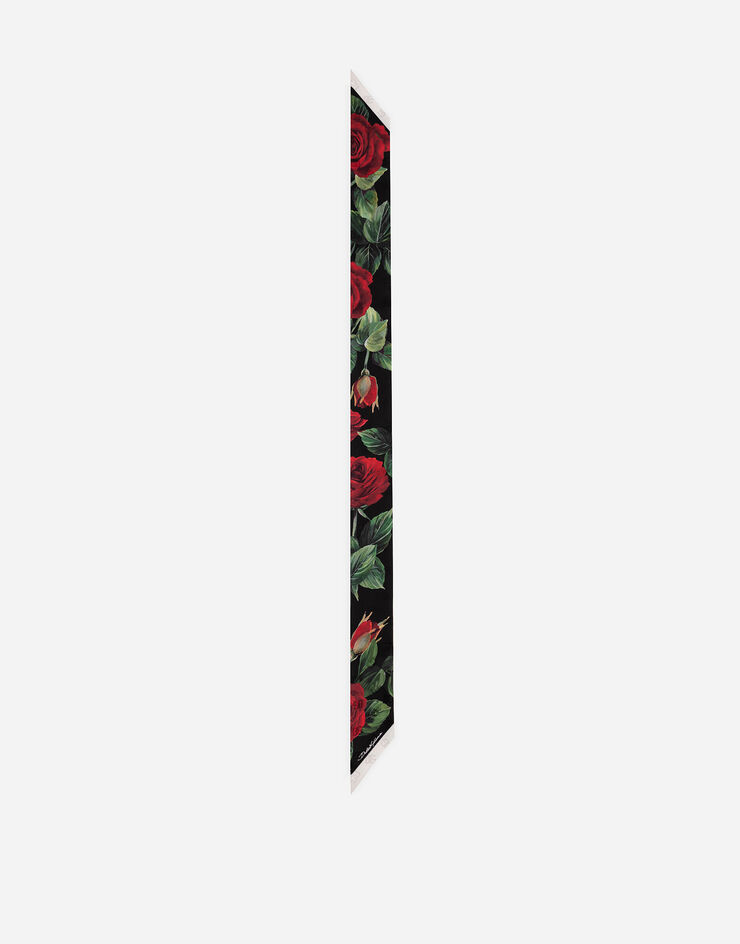 Dolce & Gabbana Jacquard twill headscarf with DG log and rose print (6x100) Print FS215AGDCQP