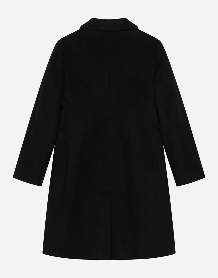 Dolce & Gabbana Manteau droit en laine avec boutons à logo Noir L53C15G7N4E