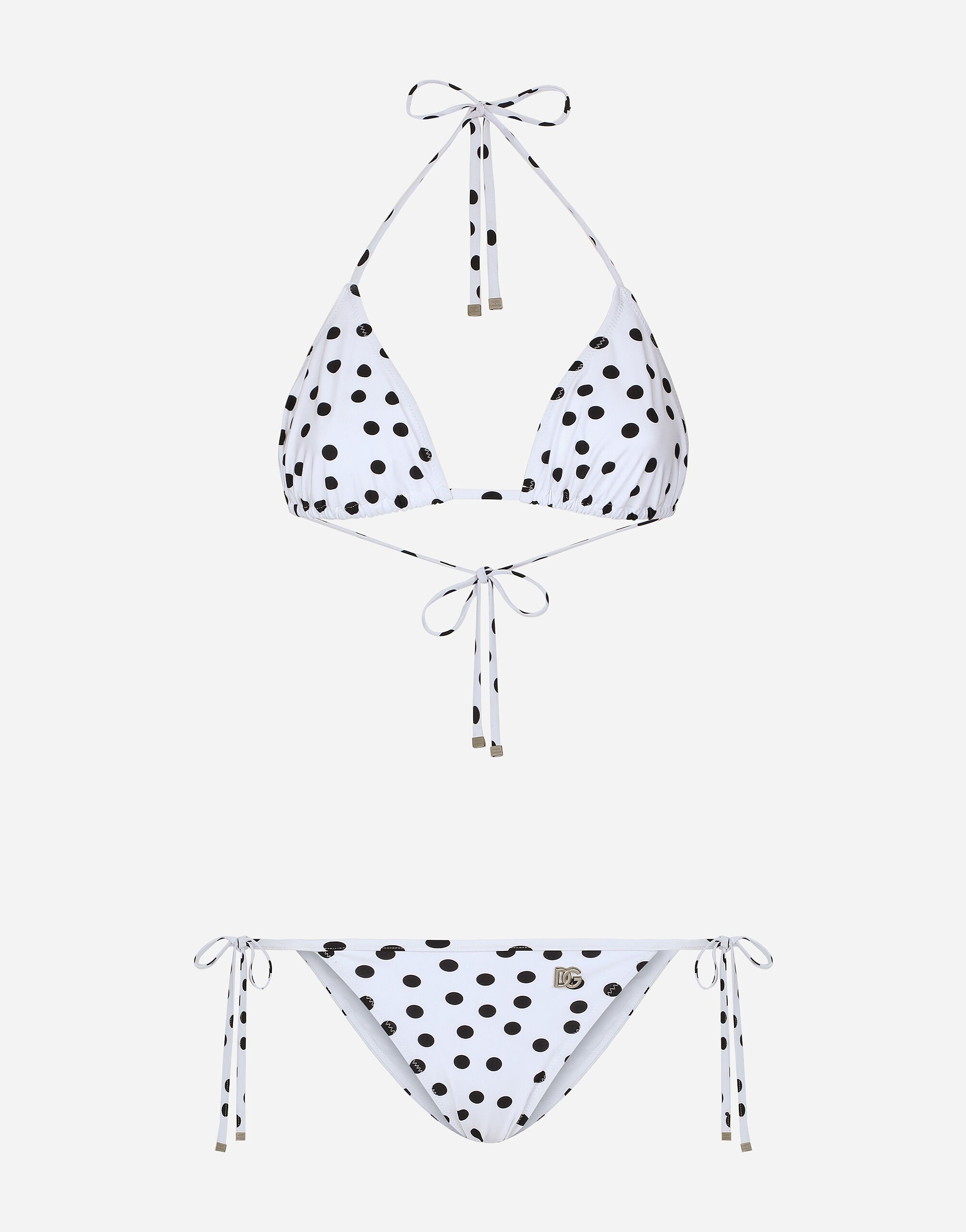 Dolce & Gabbana Bikini de triángulo con estampado de lunares Imprima O9A46JONO19