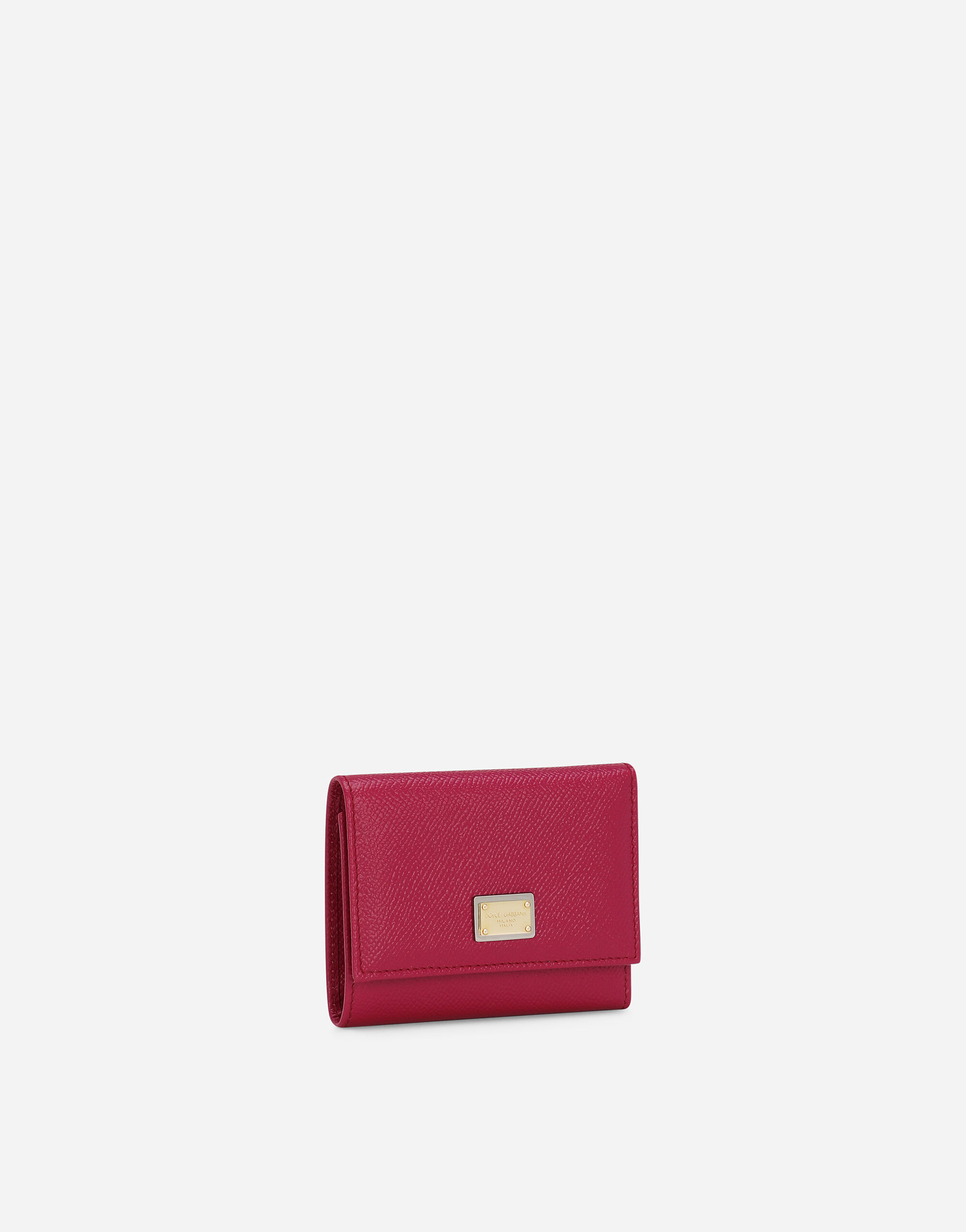 Dauphine calfskin French-flap wallet in Fuchsia for