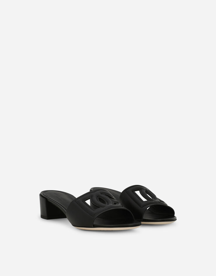 Dolce & Gabbana Calfskin sliders with DG logo Black CR1755AY329