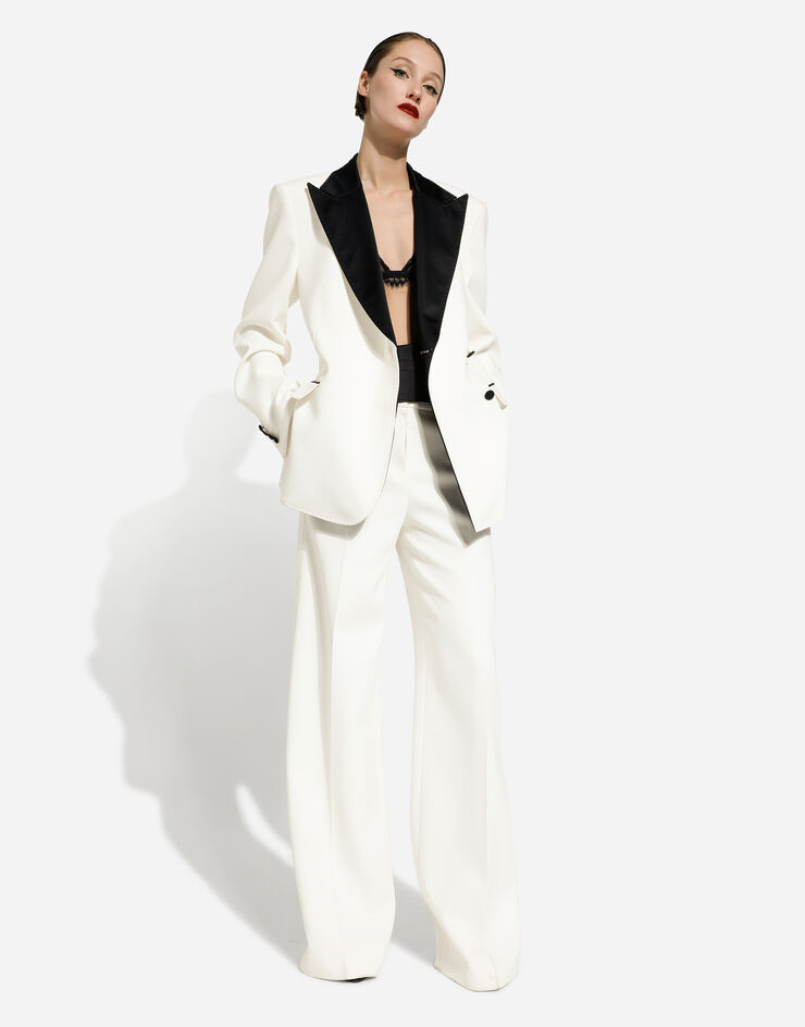Dolce&Gabbana 双层绉绸喇叭裤 白 FTC0VTFURF3