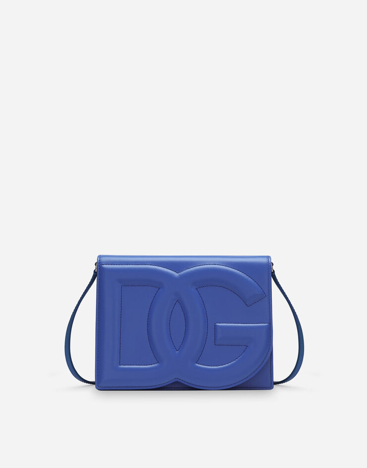 Dolce & Gabbana Sac logo DG à bandoulière en cuir de veau Bleu BB7287AW576