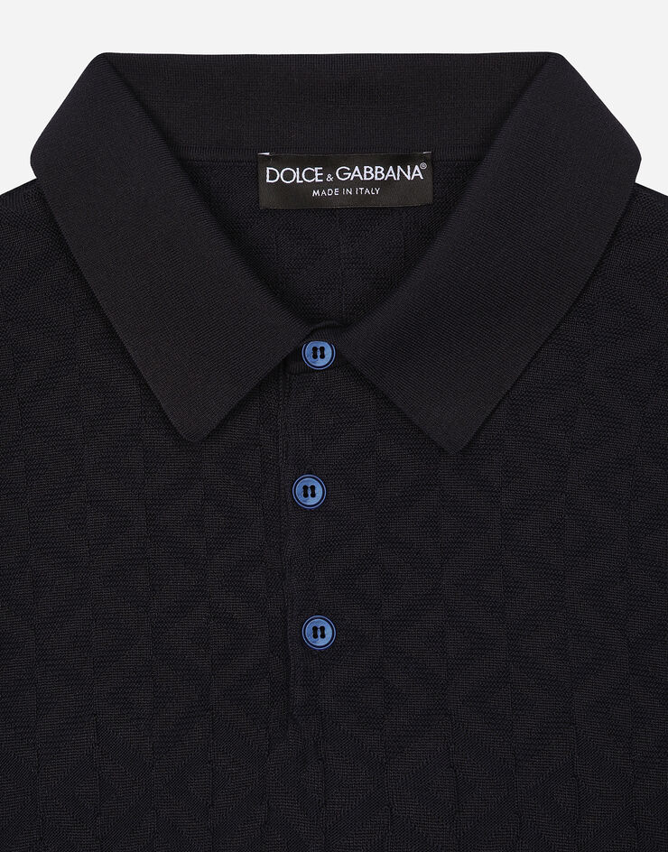 Dolce & Gabbana Short-sleeved silk polo-shirt Blue GXZ15TJASU4