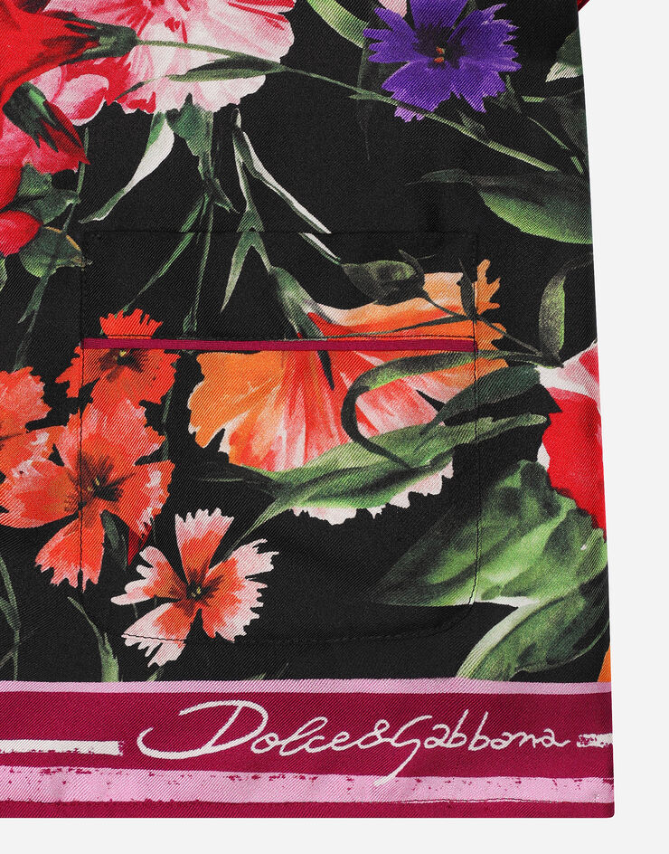 Dolce & Gabbana Bluse aus Twill mit Blumenprint auf schwarzem Grund Drucken L55S87HI1U8