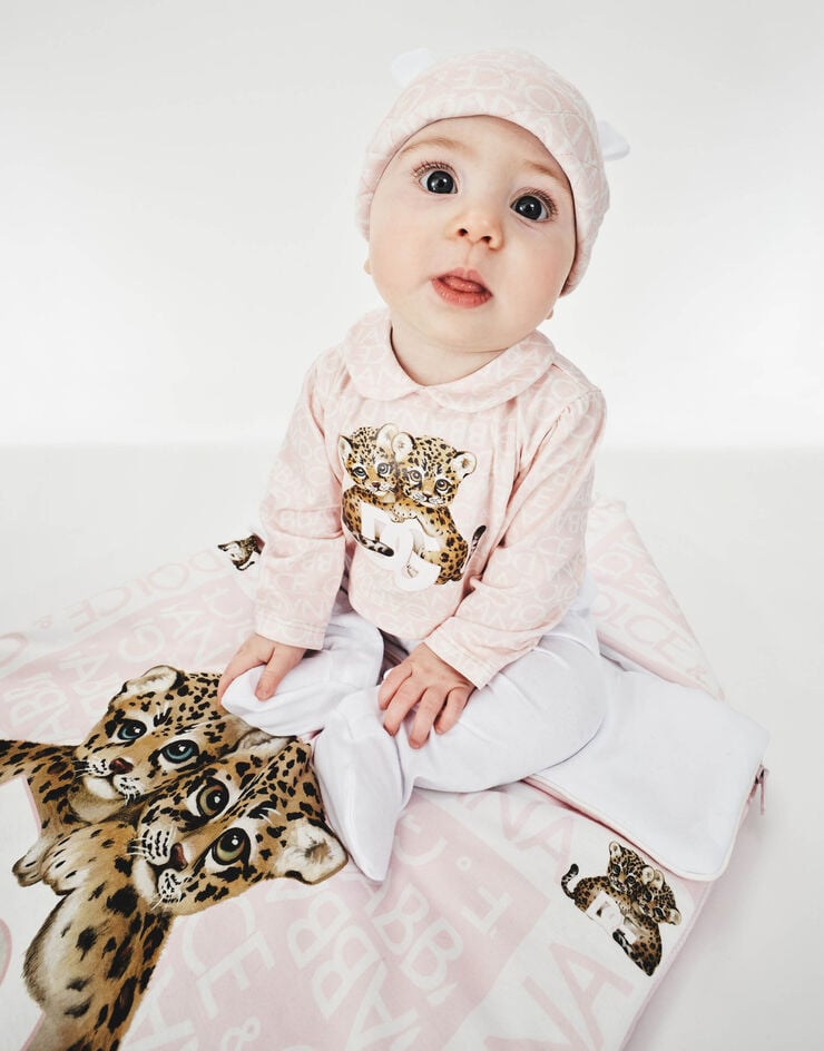 Dolce&Gabbana Конверт для новорожденных, из джерси с принтом Logomania розовый LNJAD8G7KQ9
