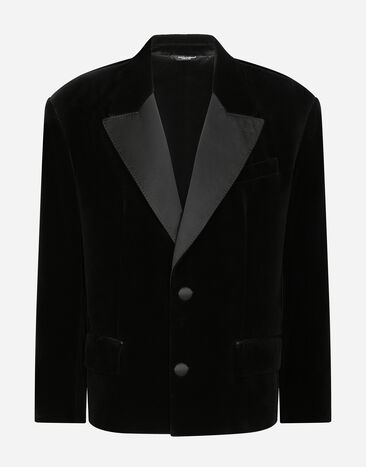 Dolce & Gabbana Oversize single-breasted velvet jacket Black G2UC2TFUWBN