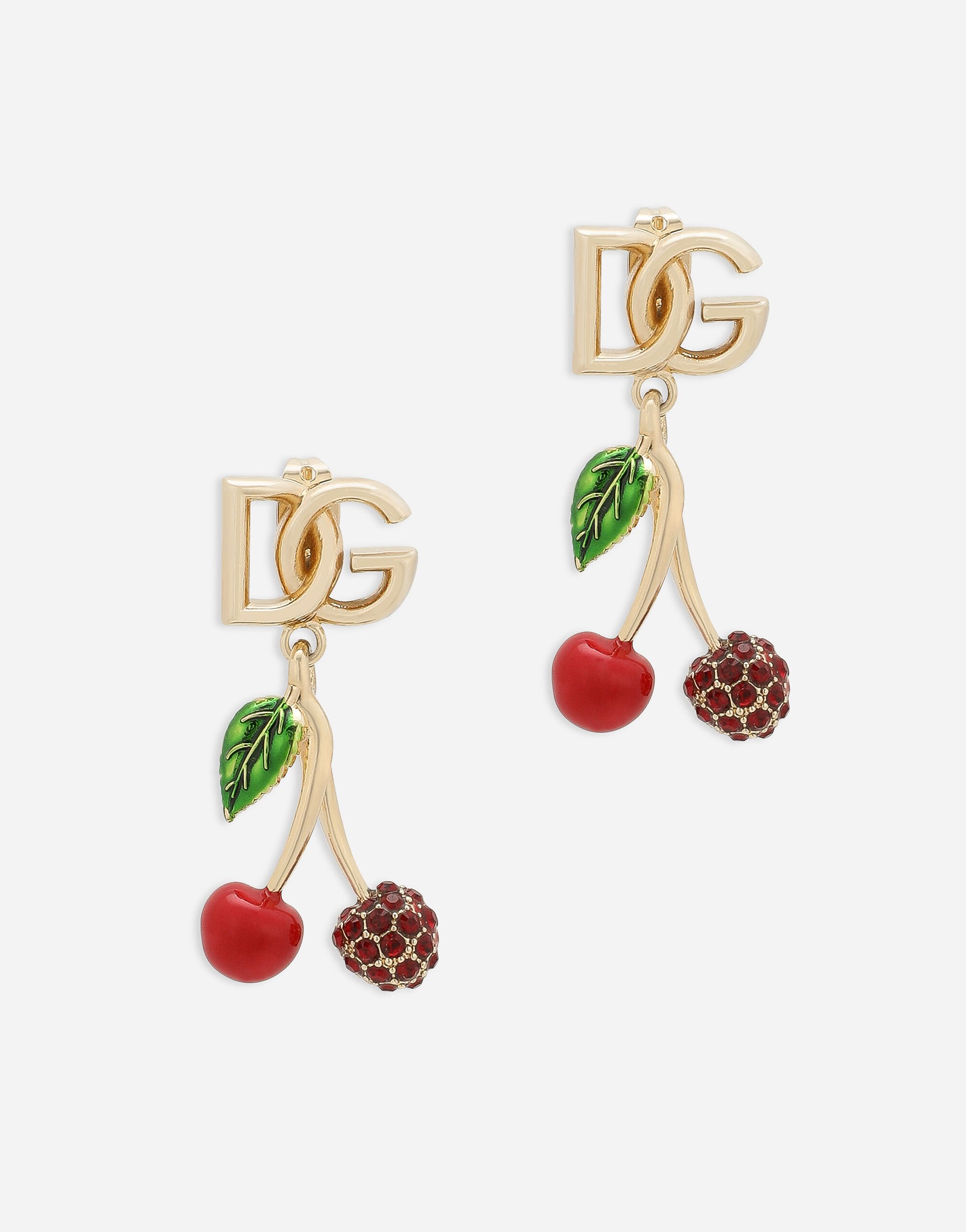 Dolce&Gabbana 樱桃与 DG 徽标耳环 金 WBP6C1W1111