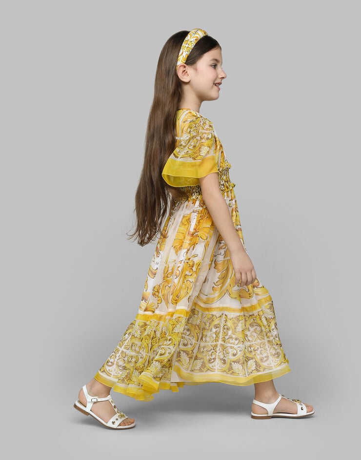 Dolce & Gabbana Chiffon dress with yellow majolica print Print L53DW5HI1UF