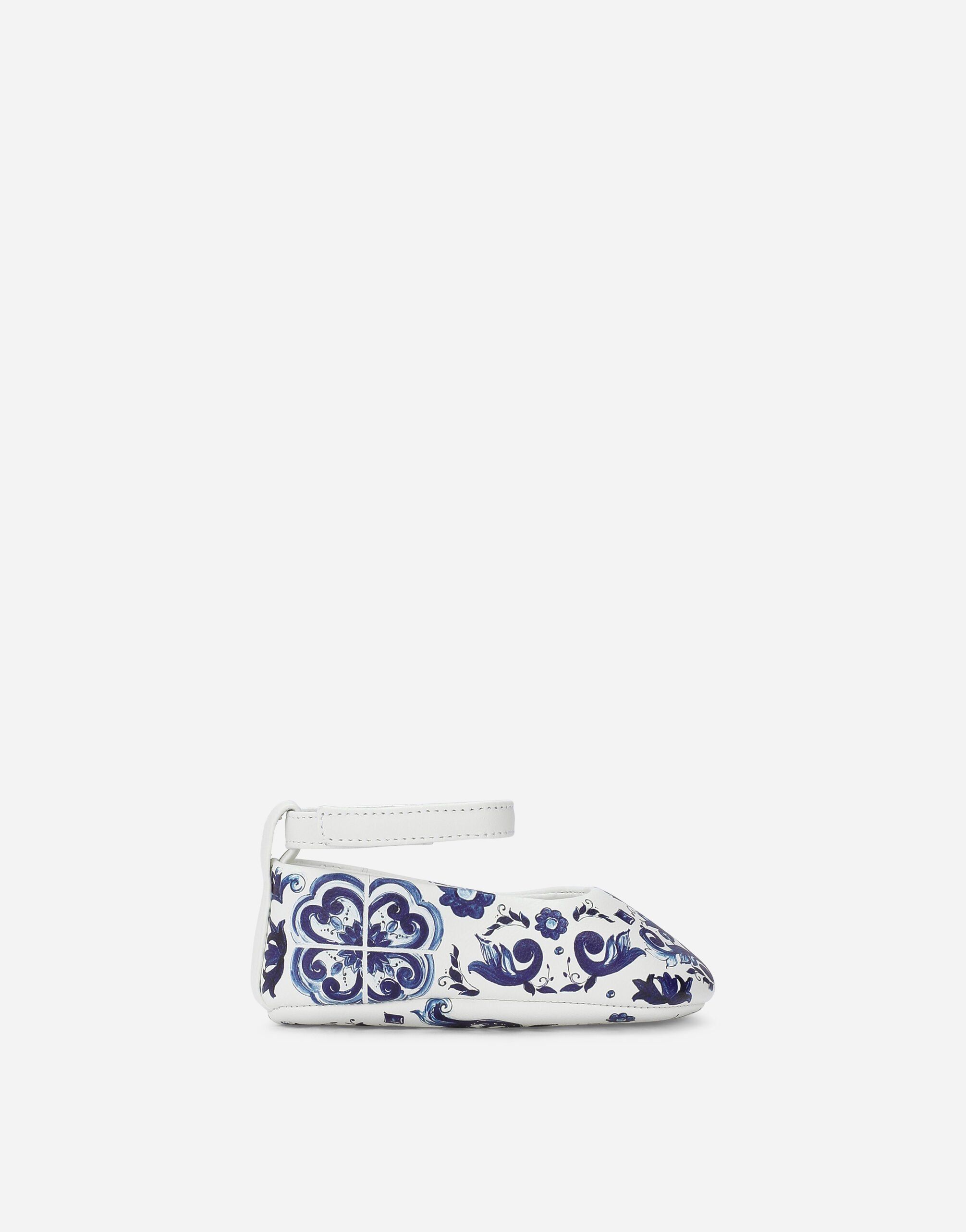 Dolce & Gabbana 马约利卡印花纳帕皮革芭蕾平底婴儿鞋 黄 D20064AC113