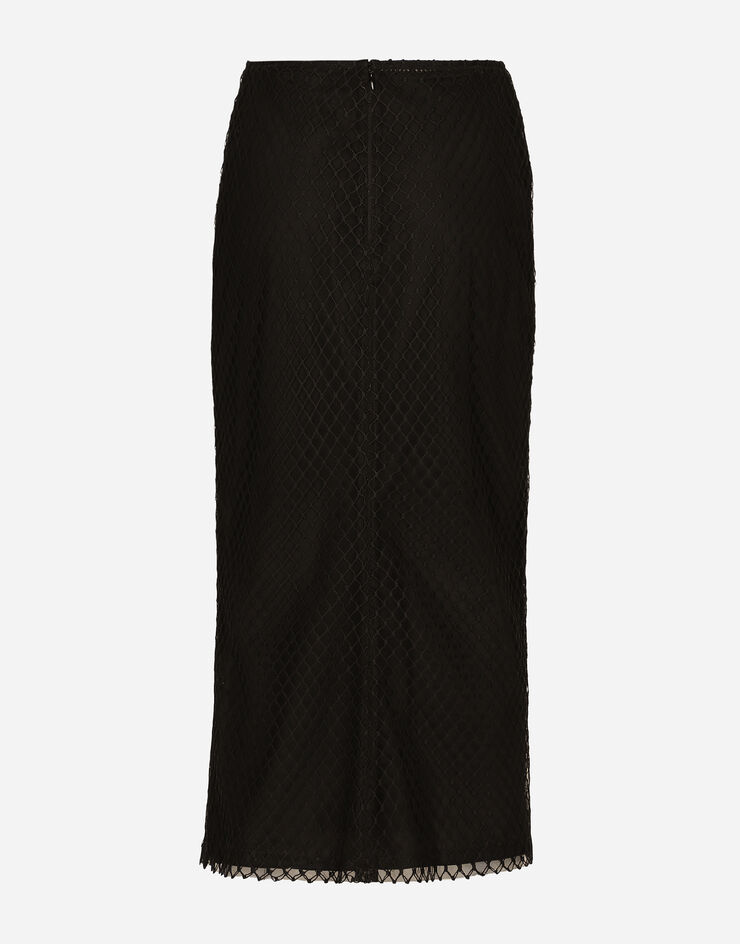 Dolce & Gabbana Mesh calf-length pencil skirt Black F4C0CTHLM83