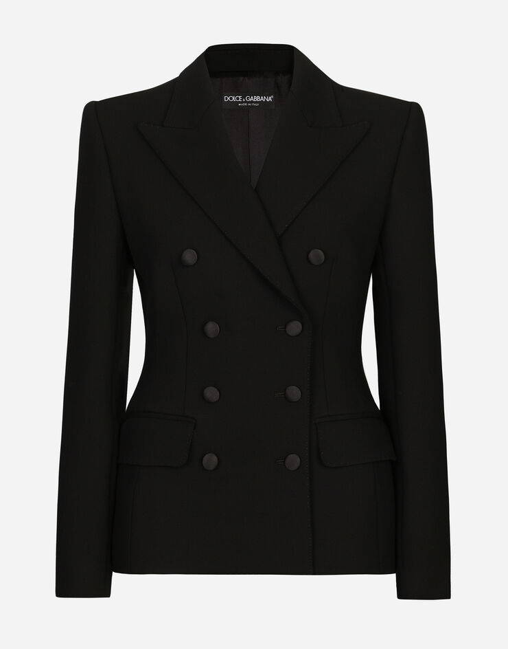 Dolce & Gabbana Double-breasted wool Dolce jacket with padded sides  블랙 F29ZSTFUBF1