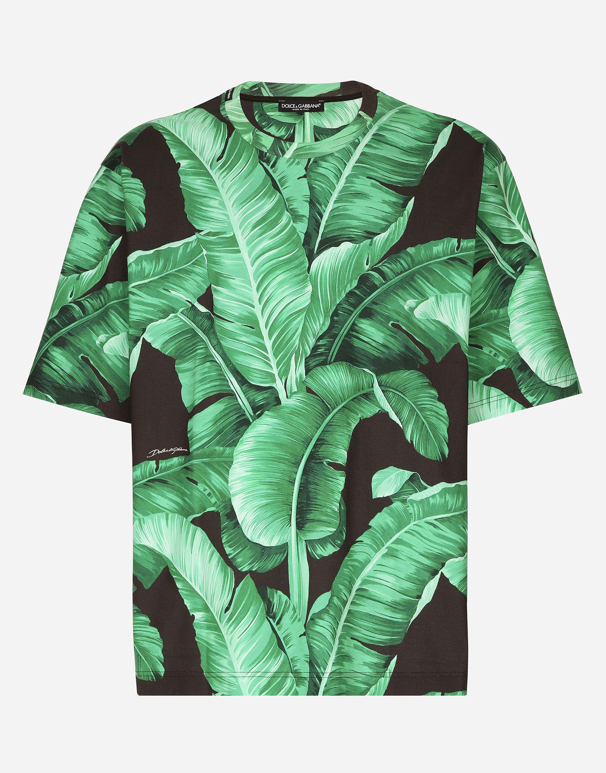 ${brand} Short-sleeved cotton T-shirt with banana tree print ${colorDescription} ${masterID}