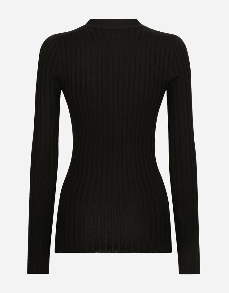 Dolce & Gabbana 羊毛扁平罗纹针织衫 黑 FXB46TJCVP5