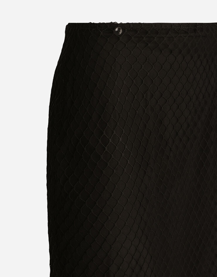 Dolce & Gabbana Mesh calf-length pencil skirt Black F4C0CTHLM83