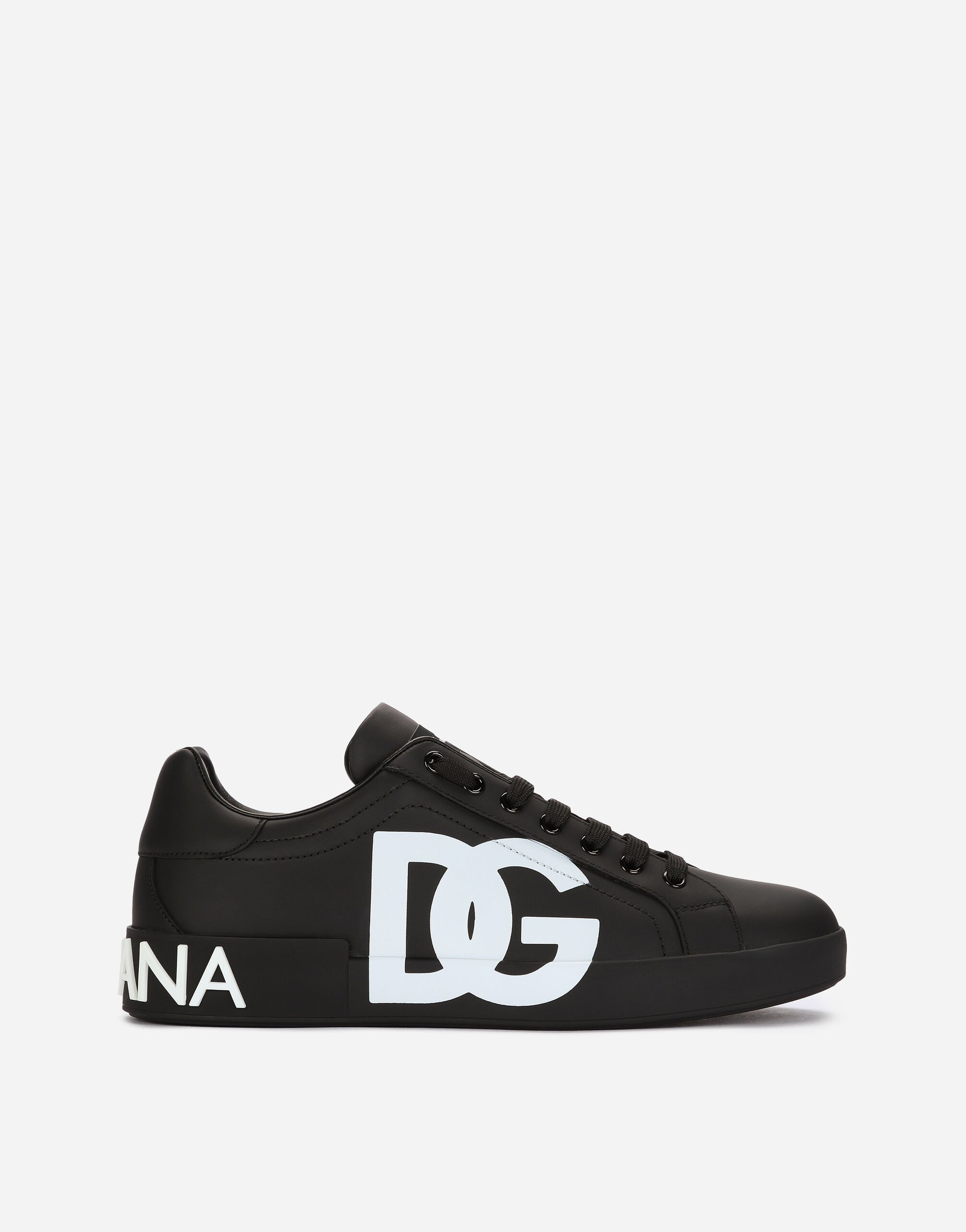 Calfskin nappa Portofino sneakers with DG logo print in Black for 