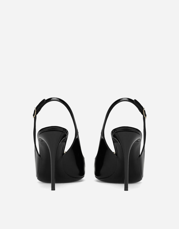 Dolce & Gabbana Slingback aus glänzendem Kalbsleder Schwarz CG0904A1037