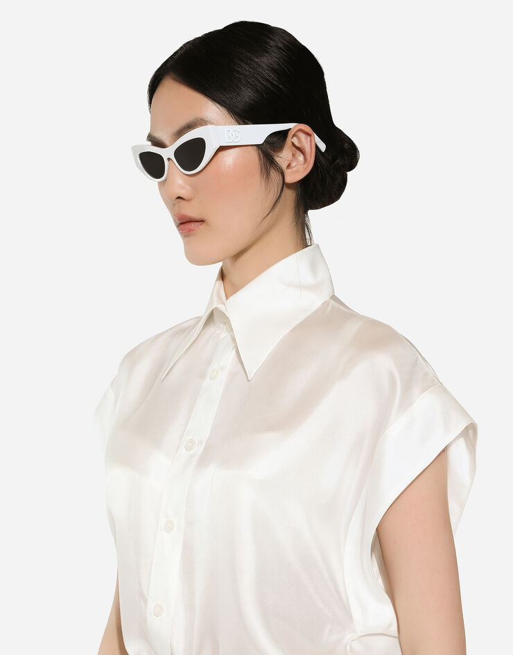 Dolce & Gabbana Camisa en sarga de seda Blanco F5P11TFU1WX