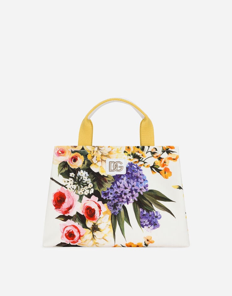 Dolce & Gabbana Tasche aus bedrucktem Canvas Weiss EB0116AI354