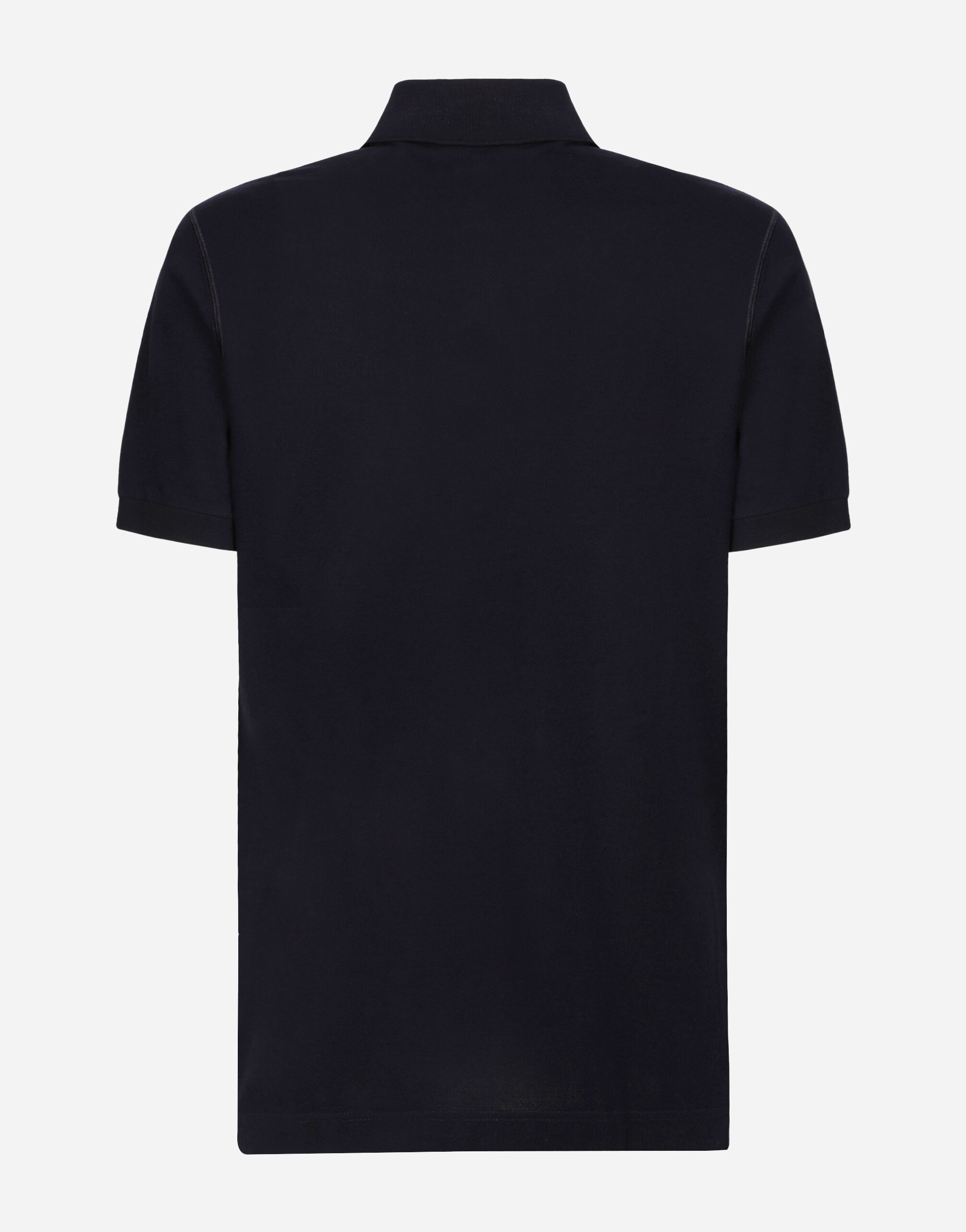 Cotton piqué polo-shirt with branded plate