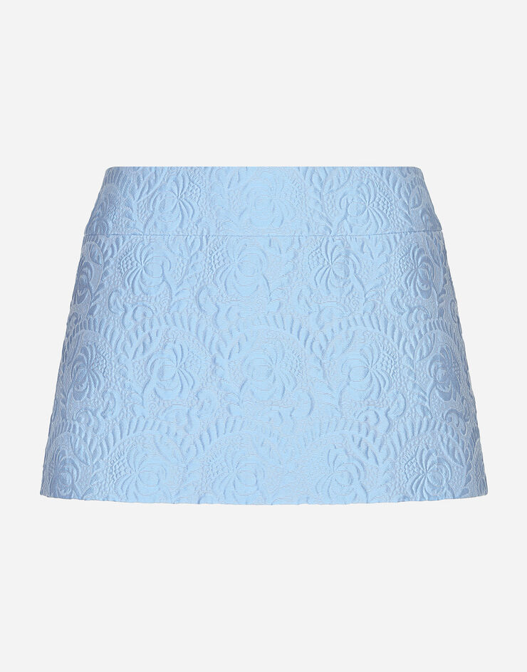 Dolce & Gabbana Minigonna in jacquard matelassé floreale Azzurro F4A8CTHJMOK