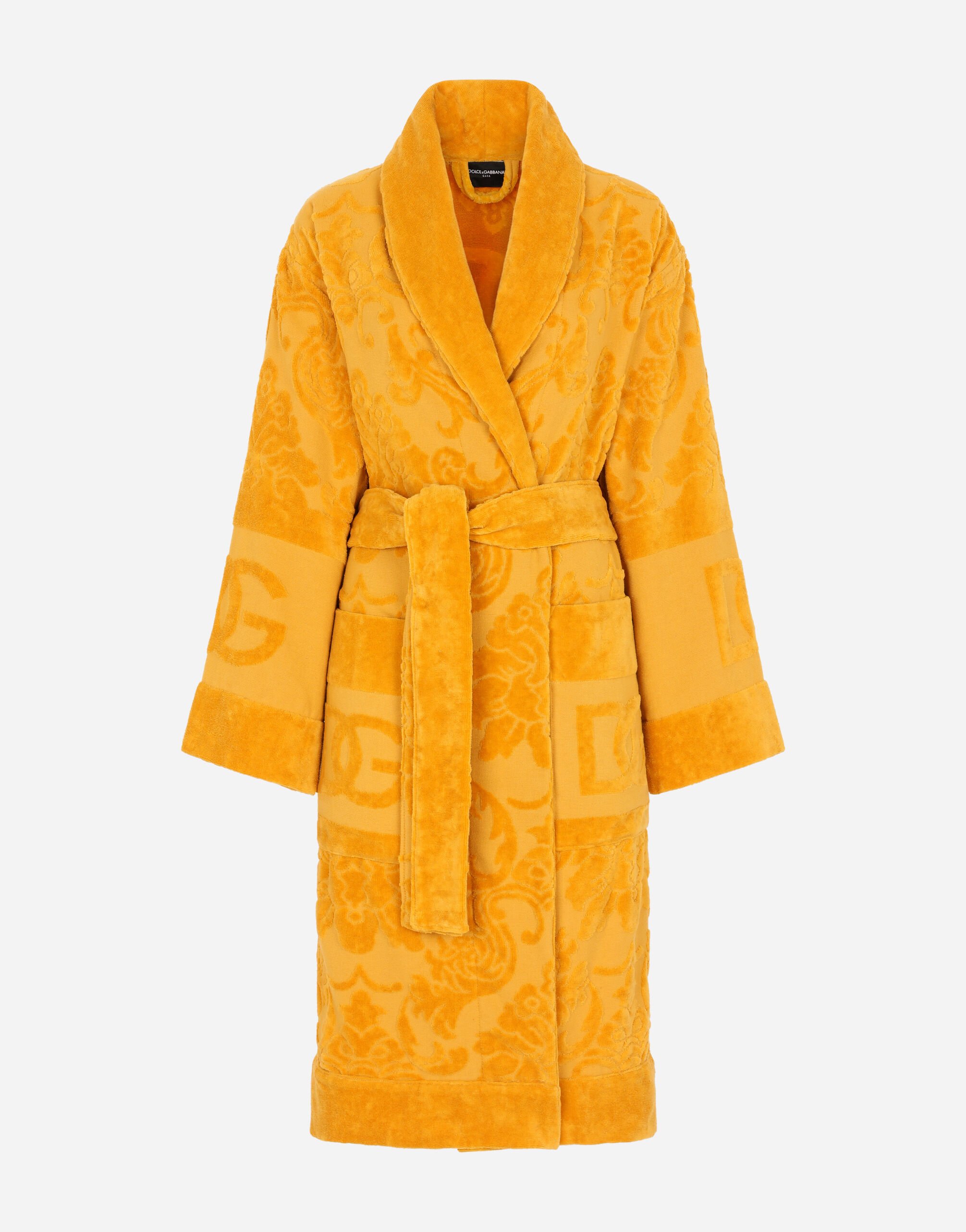 Dolce & Gabbana Bath Robe in Terry Cotton Jacquard Multicolor VL1132VLTW2