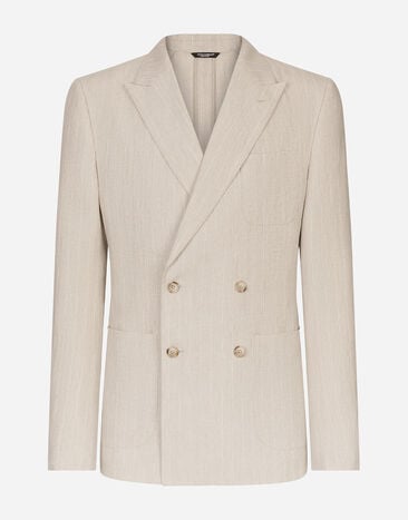 Dolce & Gabbana Double-breasted Portofino-fit jacket in pinstripe linen White GKAHMTFUTBT