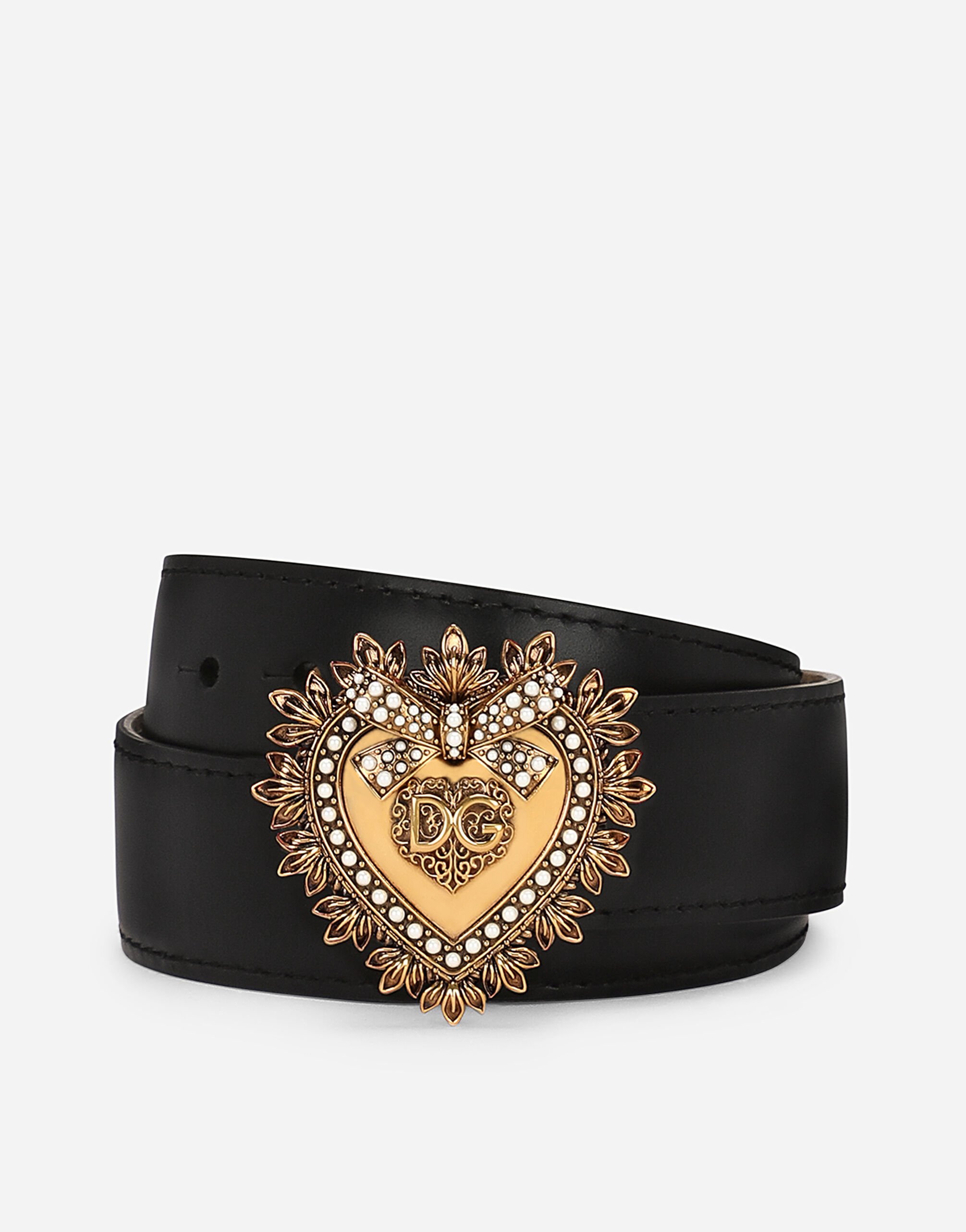 Dolce & Gabbana Cinturón Devotion de cuero lux Negro BI1261AW576