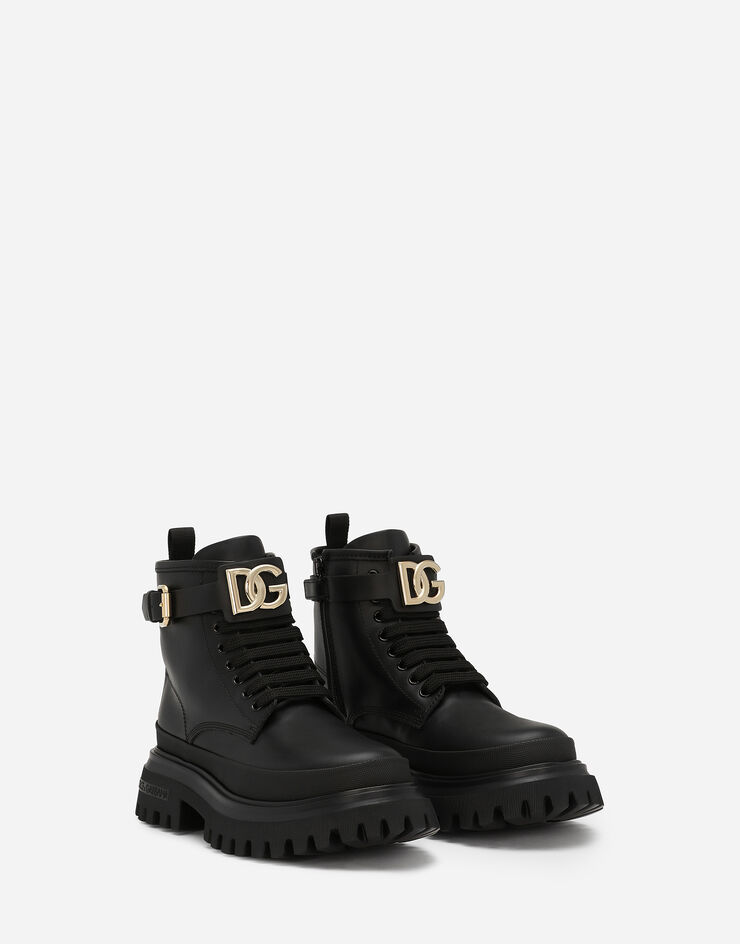 Dolce & Gabbana Bottines en cuir de veau à logo DG Noir D11266AU171